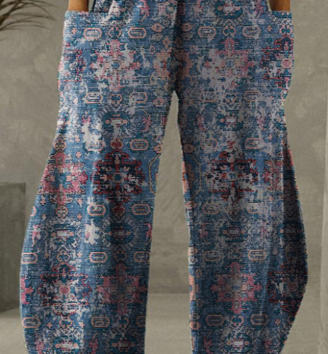 Women's Vintage Floral Print Loose Pants