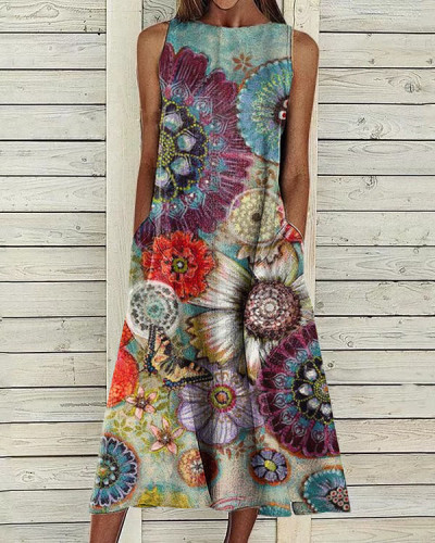 Casual Sleeveless Print Dress