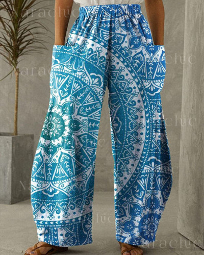 Women's Vintage Mandala Print Loose Pants