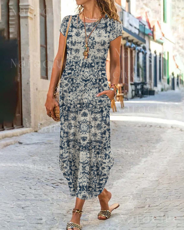 Casual Vintage Floral Print Holiday Midi Dress