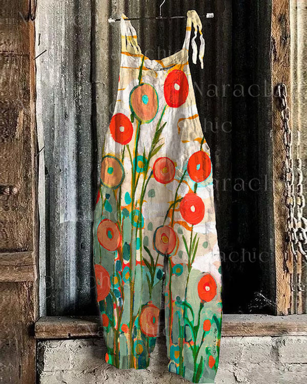 Women's Poppy Floral Loose Casual Jumpsuit