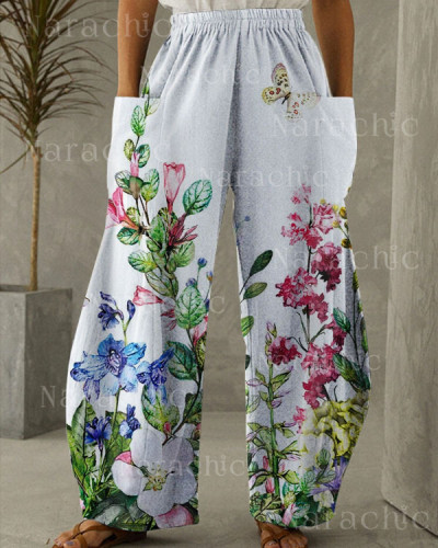 Women's Flowers Print Loose Pants