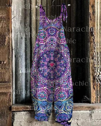 Women's  Mandala Print Loose Casual Jumpsuit