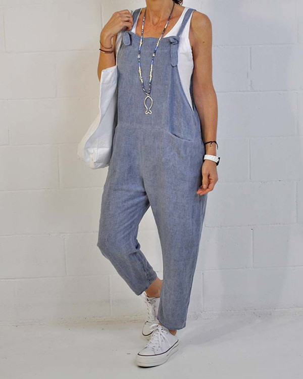 Casual Loose Solid Color Jumpsuit