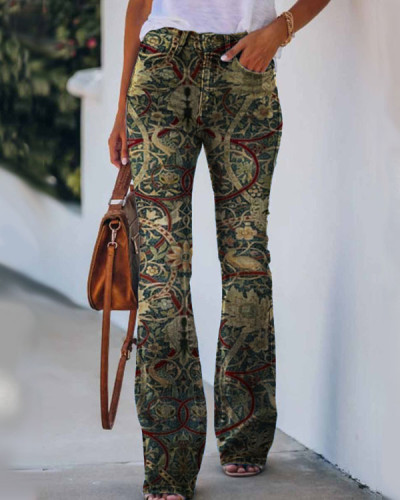 Women's  Vintage Flower Print Jeans