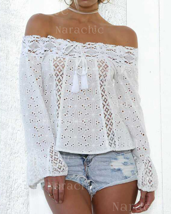 Off-the-shoulder Lace-paneled Top