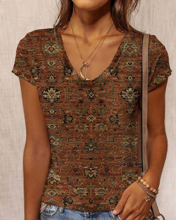 Women's Vintage Floral Print Top