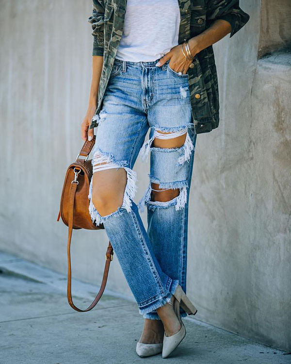 Street Personality Ripped Jeans