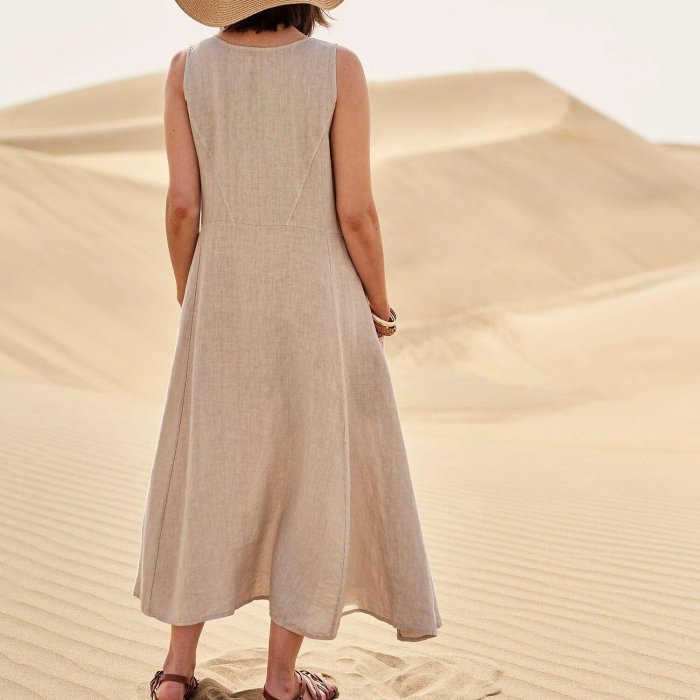 🔥Last Day 50% Off Sale! Women's Sleeveless Cotton And Linen Dress