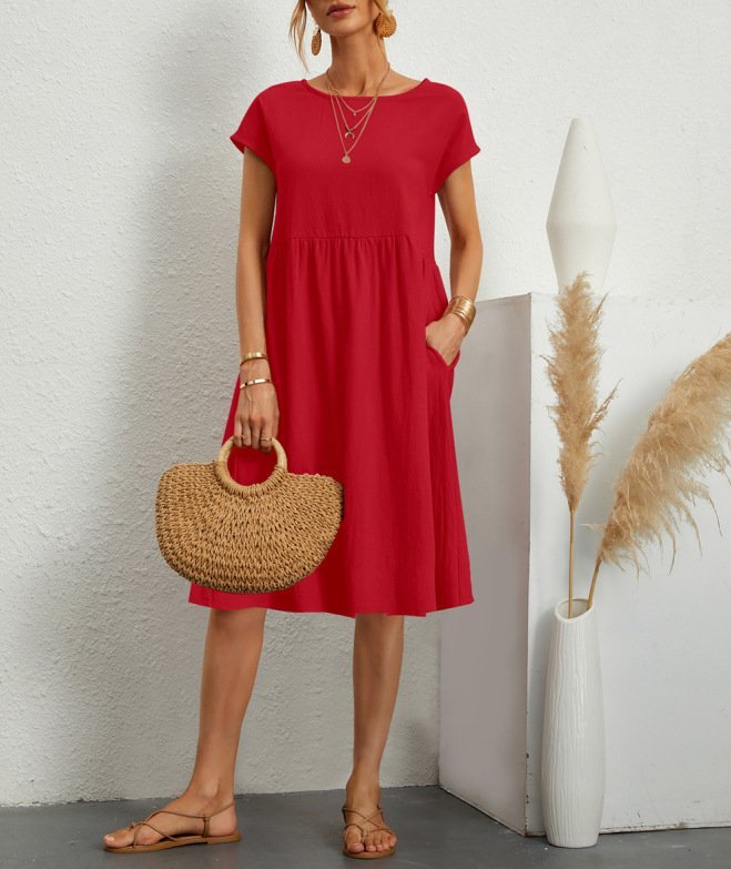 🔥 Last Day Promotion 49% OFF 🔥Women's Short Sleeve Cotton And Linen Dress-