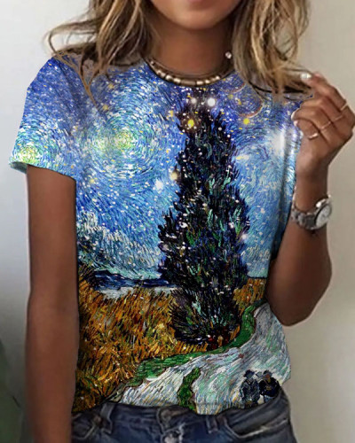 Women's Art Star Print Casual T-Shirt