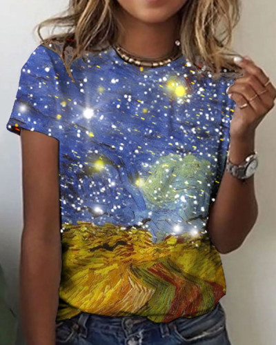 Women's Art Star Print Casual T-Shirt