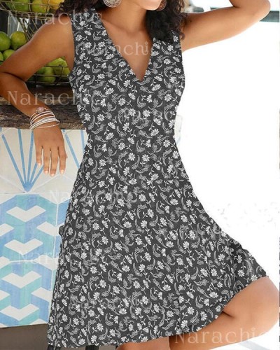 Print Sleeveless A-line Knee Length Casual/Vacation Dresses