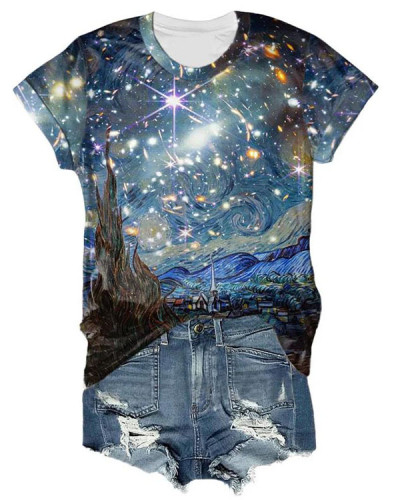 Women's Art Star Print Casual T-Shirt