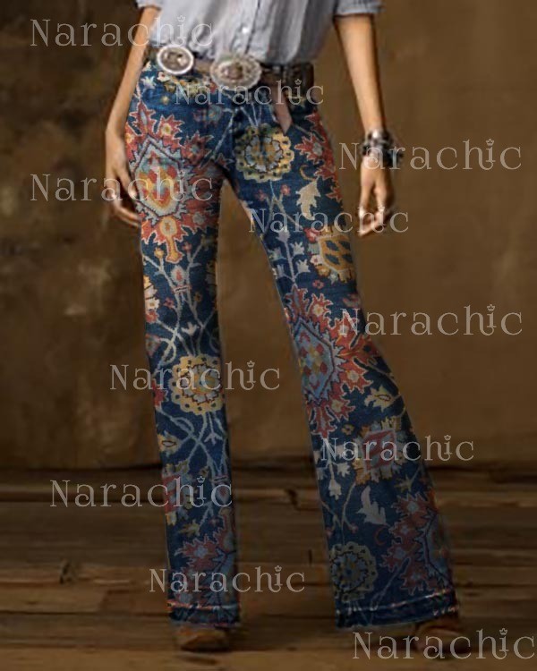 Denim Vintage Floral Jeans