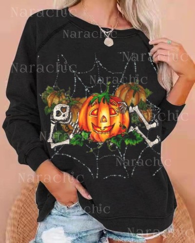Happy Rest Skull and Jack Halloween Sweatshirt