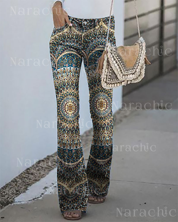 Women's Ethnic Vintage Print Jeans