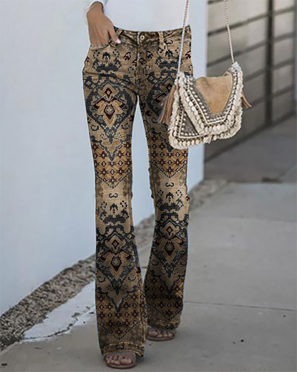 Women's Ethnic Vintage Print Jeans