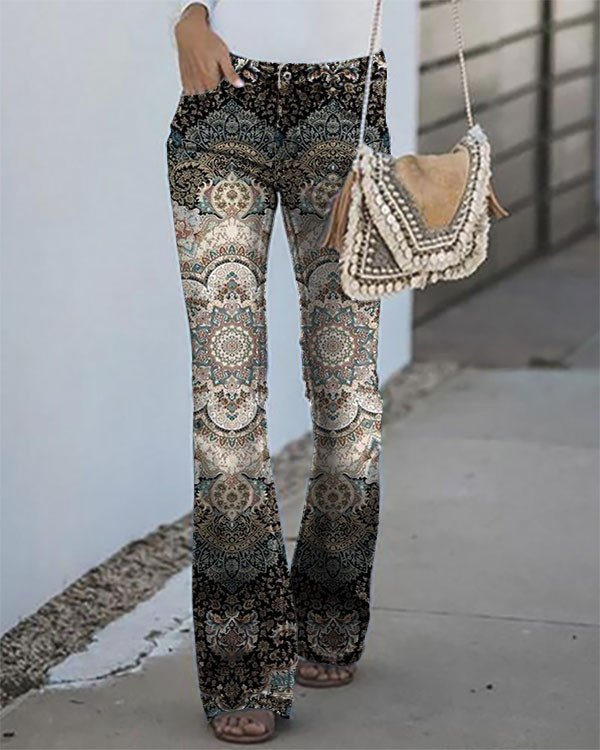 Women's Ethnic Vintage Print Jeans