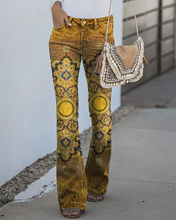 Women's Ethnic Vintage Print Jeans