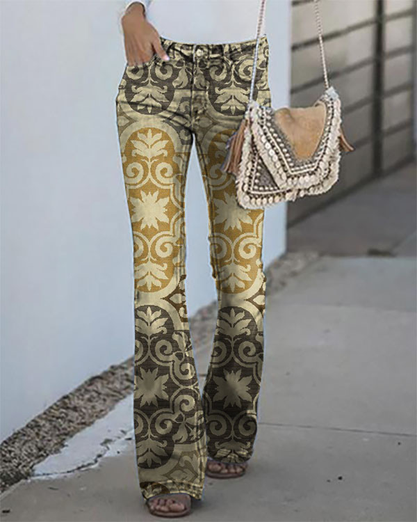 Women's Ethnic Vintage Print Jeans