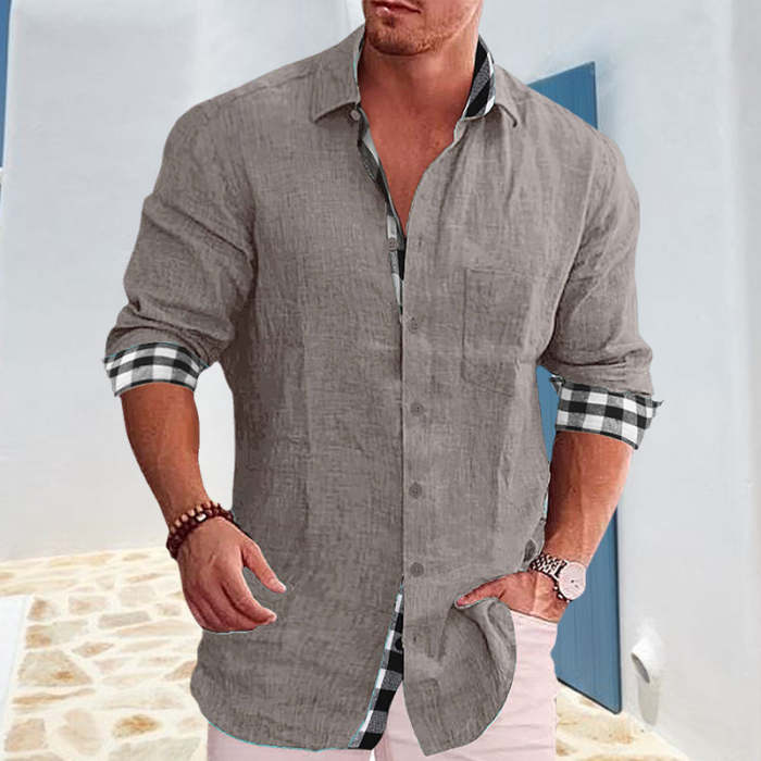 Gentleman Paneled Casual Buttons Pocket Blouse