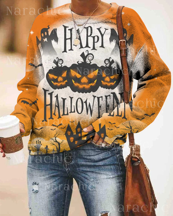 Women's Happy Halloween Print Loose Sweatshirt