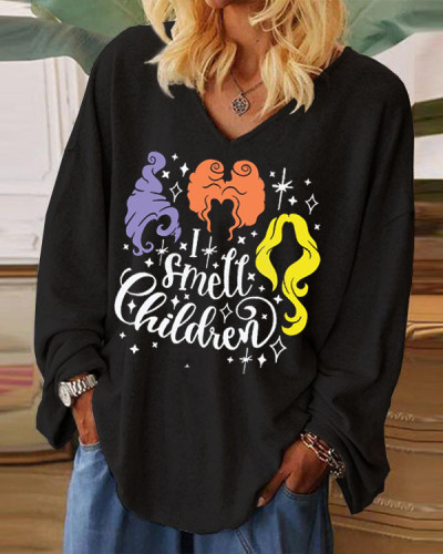 Women's I Smell Children Print Casual Long-Sleeve T-Shirt