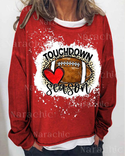 Women Touchdown Season Football Print Long Sleeve Top