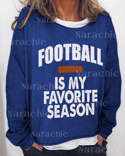 Women Touchdown Season Football Print Long Sleeve Top