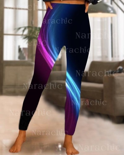 Leisure Stretch Abstract Print Bottoming Leggings Yoga Pants