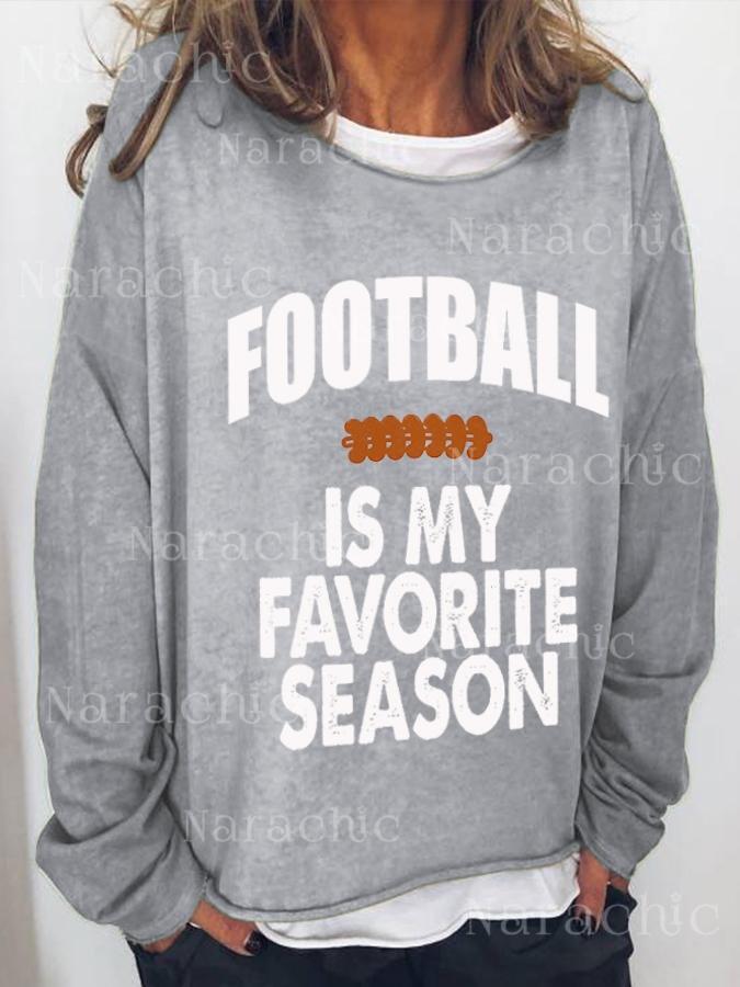 Women Touchdown Season Football Print Long Sleeve Top