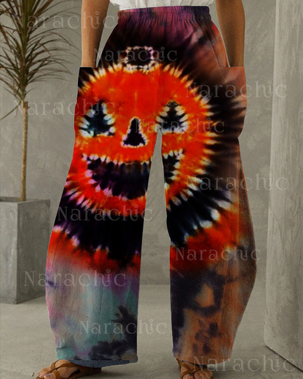 Women's Halloween Pumpkin Print Loose Pants