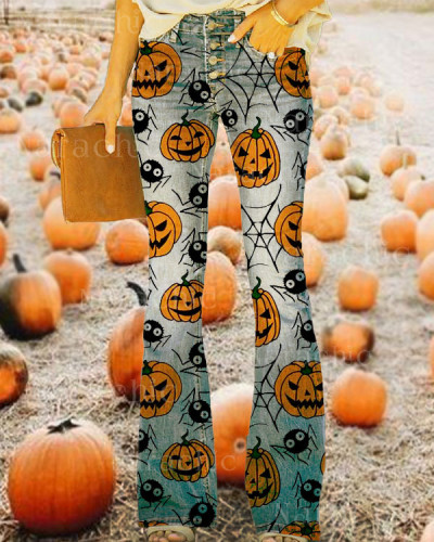 Women's Halloween Pumpkin Jeans