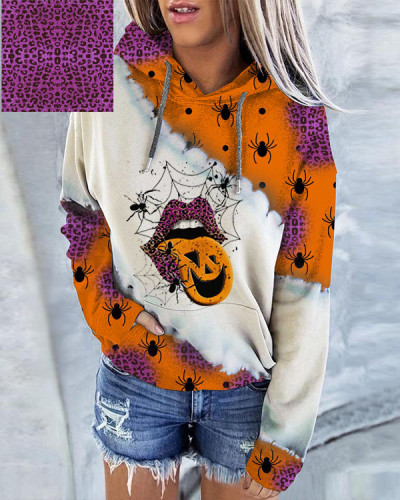 Women's Halloween Print Hoodie Long Sleeve Sweatshirt