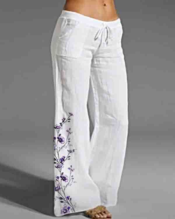 Temperament Casual Floral Flared Wide-leg Pants