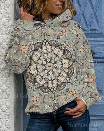 Casual Mandala Print Long Sleeve Sweatshirt