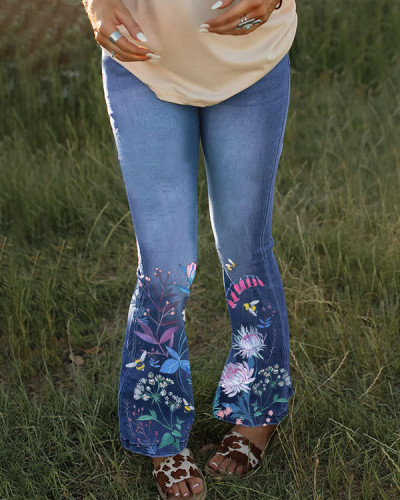 Women's Floral Print Jeans