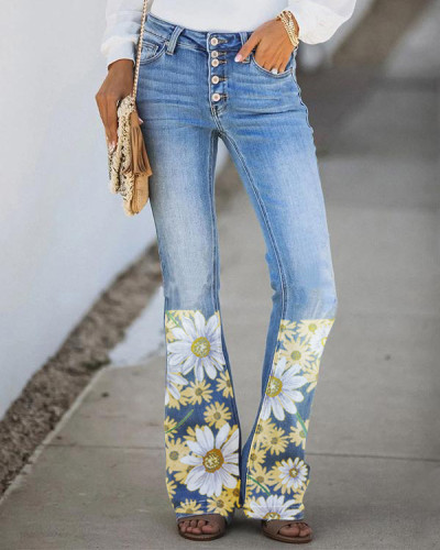 Women's Floral Print Jeans