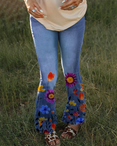 Women's Floral Print Jeans