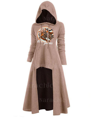 Sanderson Sisters Halloween Hooded High Low Drop Shoulder Longline Sweater