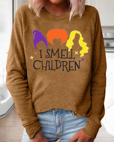 I Smell Children Halloween Print Loose Sweatshirt