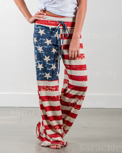 Lace-Up Casual Loose Lace-Up Flag Pants