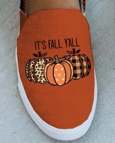 Fall Pumpkin Flat Canvas Sneakers
