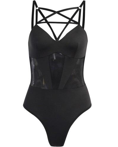 Pentagram Cutout Sexy Gothic Mesh Jumpsuit