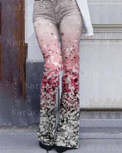 Snowflake Gradient Print Jeans