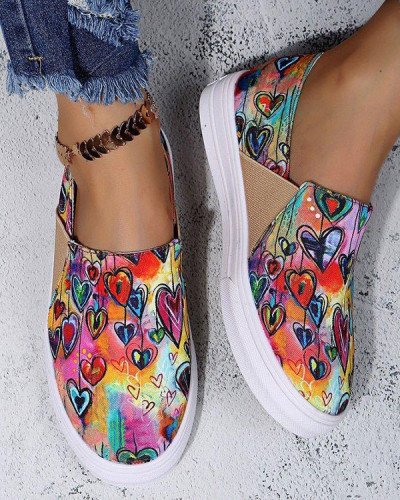 Heart Floral Print Canvas Sneakers