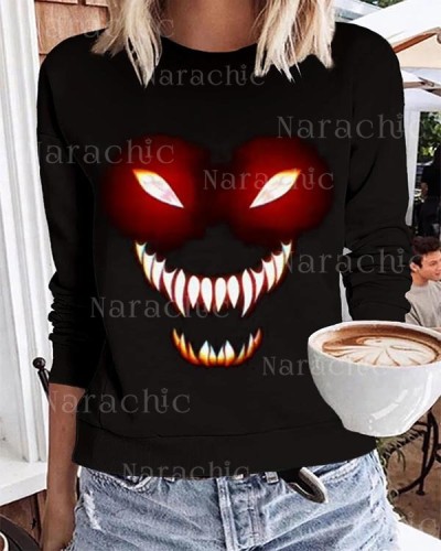 Fall Halloween Light Stretch Crew Neck Sweatshirt