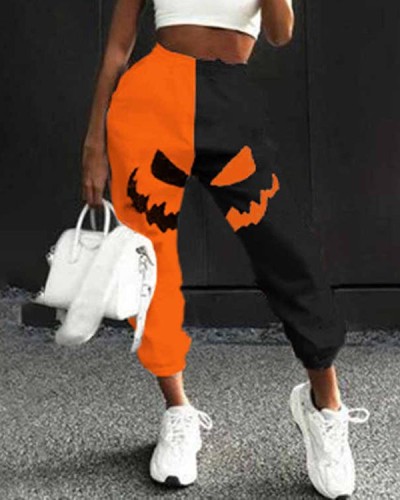 Halloween Loose Plus Size Hip Hop Pants Contrast Color Casual Pants