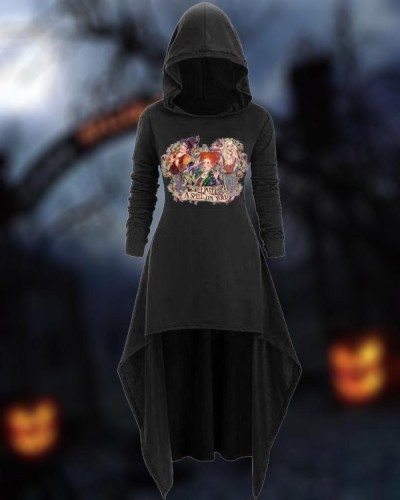 Halloween Literary Retro Hooded Dress